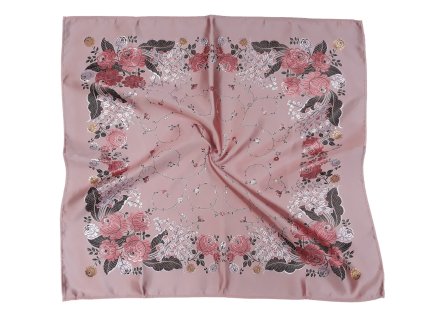 Folklore scarf Ondrit Vsh 76x76 LILY OF THE VALLEY salmon