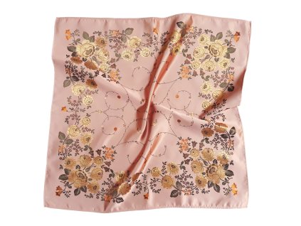 Folklore scarf Ondrit Vsh 76x76 BELLFLOWERS salmon