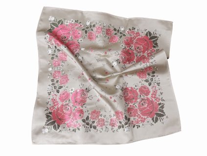 Folklore scarf Ondrit 76x76 HYDRANGEA WITH WHIPS cappuccino