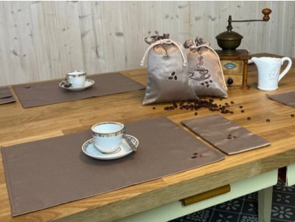 Tablecloth Odaska place setting 30x40 set 2 pcs embroidery brown BEANS brown