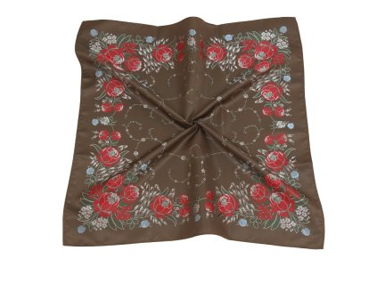 Folklore scarf Ondrit VSh 76x76 LIUBA WITH WHIPS brown