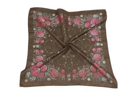 Folklore scarf Ondrit VSh 76x76 LIUBA WITH WHIPS brown
