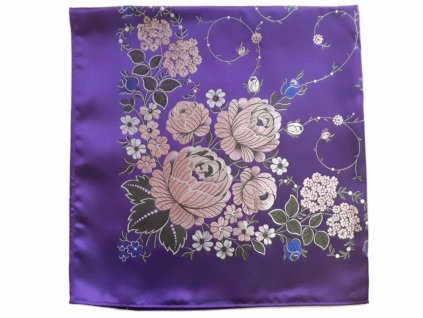 Folklore scarf Ondrit VSh 76x76 HYDRANGEA WITH WHIPS purple