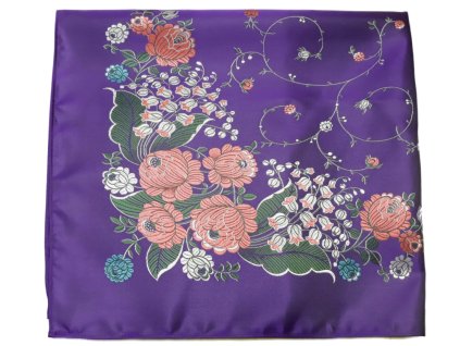 Folklore scarf Ondrit VSh 76x76 LILY OF THE VALLEY WITH WHIPS purple