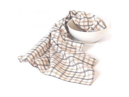 LIPARI small checkered tea towel - brown