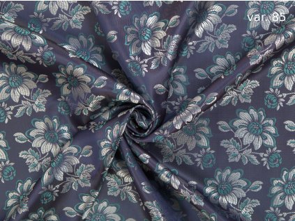 MH000066 Ondrin 160 krojový brokát GERBERA modrá R6255 85 PTK modrá osnova praná modrá tyrkys (3)
