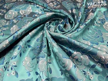 r 6384 126 krojovy brokat ondrin tyrkys modra bila 1