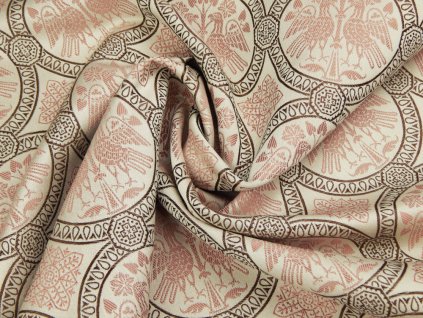 R 6368 36 50749 brokat ptaci ruzova hneda