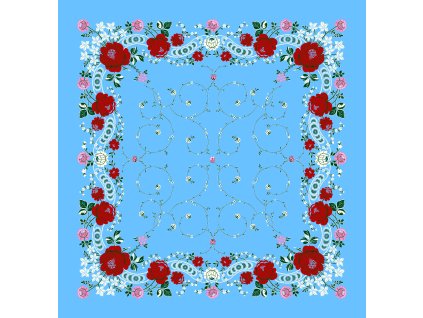 Předobjednávka Šátek Ondrit Vsh 76x76 ROSALIA SE ŠLAHOUNY modrá