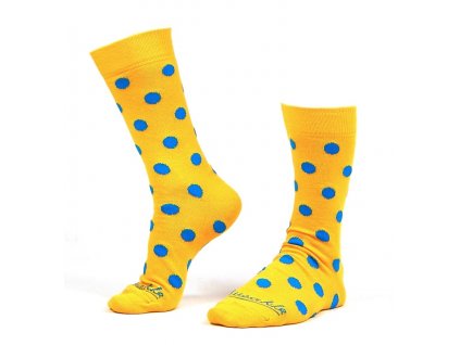 Socks with large yellow polka dots