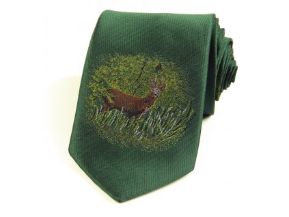51401516 myslivecka kravata zelena srnec