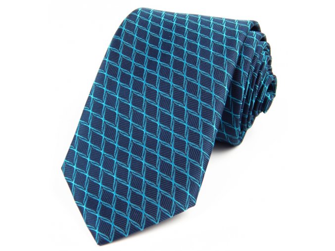 51401476 kravata zakar geometrie modra tyrkys