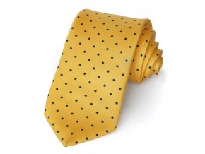 kravata hedvabna puntik zluta