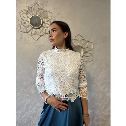 Elegantní krajkový top s dlouhým rukávem