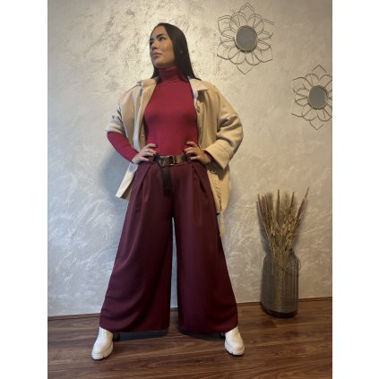 Elegantní široké kalhoty s vysokým pasem