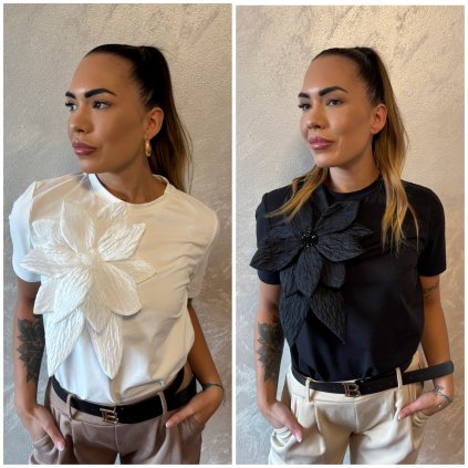 Dámské tričko s 3D květinou