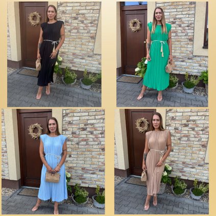 Plisé šaty “Elegant Flow” s páskem