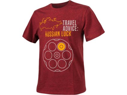 HELIKON Tričko Travel Advice: Russian Luck - melange red (TS-TRL-CO-2501Z)