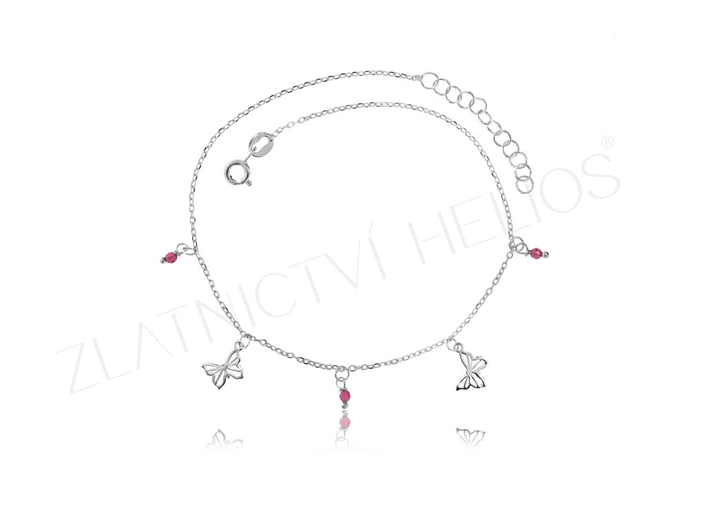 Motýl stříbrný řetízek na kotník