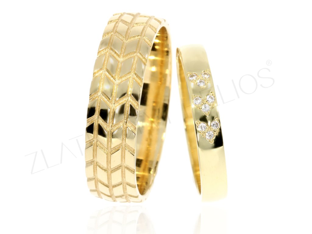 Zlaté snubní prsteny (Kameny Se Zirkony)