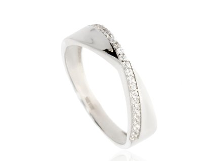 Prekrížený prsteň biele zlato