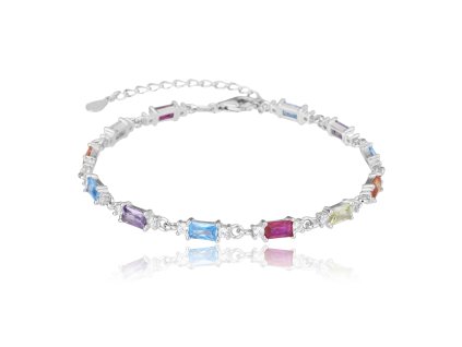 Strieborný náramok s farebnými zirkónmi
