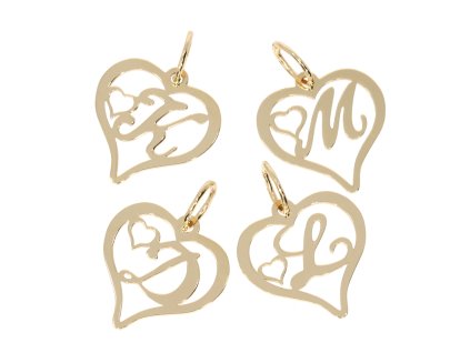Zlatý prívesok písmenko v srdiečku