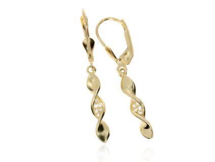 Visiace náušnice so zirkónmi zo zlata