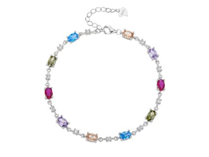 strieborný náramok a farebné kamienky