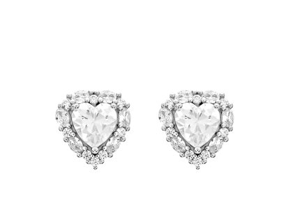 Strieborné náušnice so zirkónmi srdca