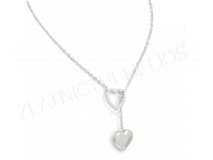 Chirurgická ocel náhrdelník - dvě srdce