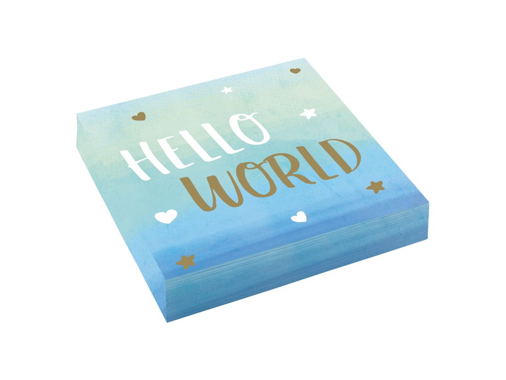 Салфетки Hello World - сини 33 х 33 см