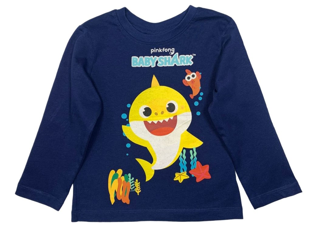 Тениска за момче с дълги ръкави - Baby Shark синя
