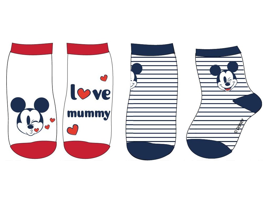Комплект от 2 чифта детски чорапи - Мики Маус I love mummy