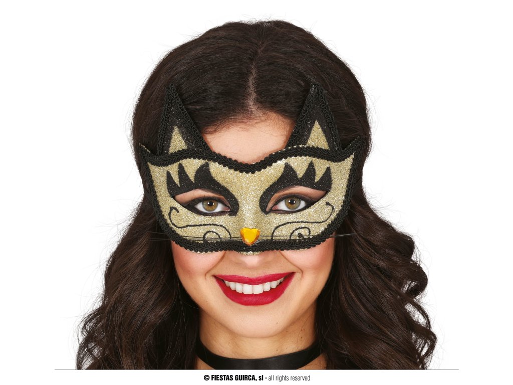 Златна маска с брокат Котка