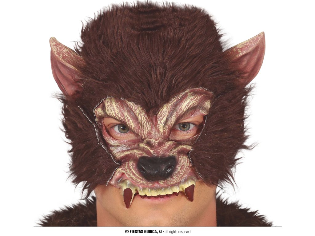 Латексова полумаска - Върколак кафява