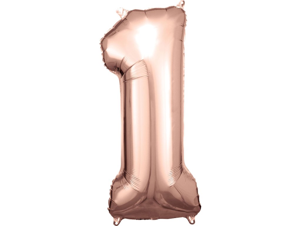 Балон фолиев число 1 за рожден ден розов-златен 86 см
