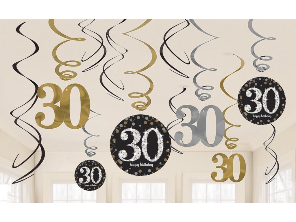 Декорация Спирали 30-ти рожден ден - Блестяща златна