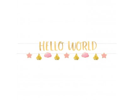 58182 1 banner hello world ruzovy 176 8 x 17 8 cm