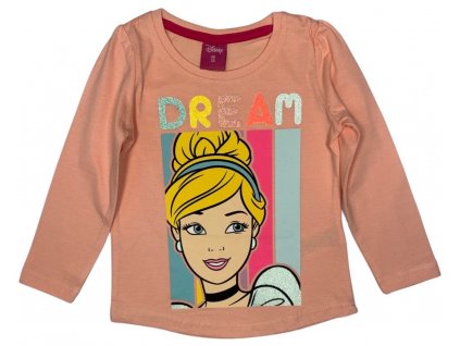 Dievčenské tričko s dlhým rukávom - Popoluška Disney ružové (Размер - деца 104)