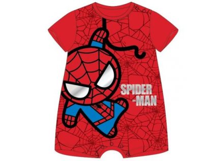 Detský letný kraťasový overal - Spiderman červený (Размер за най-малките 3 mesiace)