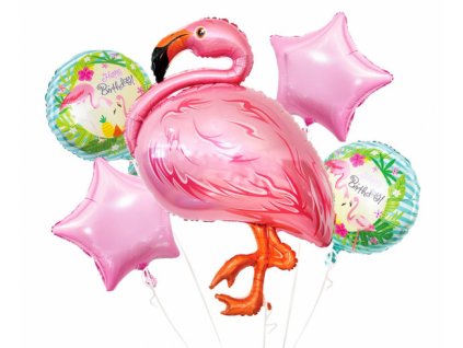 68560 balonova kytica happy birthday flamingo