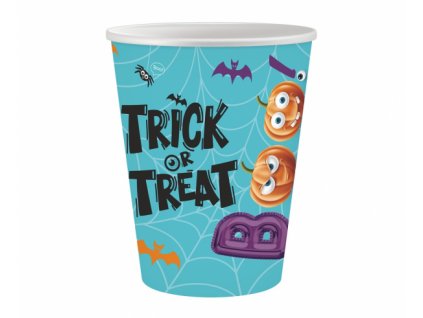 72042 1 papierove pohare halloween trick or treat 250 ml 6 ks