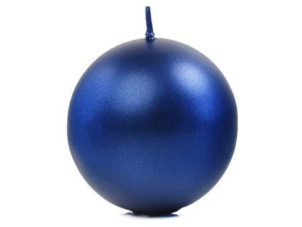 Sviečka - guľa metalická modrá 8 cm