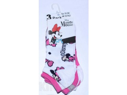 Sada 3 párov detských ponožiek - Minnie ružovo-biely mix (Размерът на чорапите 23-26)