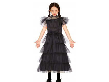 Dievčenský kostým - Wednesday čierne šaty (Размер - деца M)
