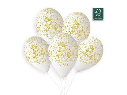 Balón biely - Zlatý mramor 33 cm