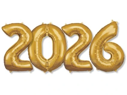 Set balónov 2026 - zlatý 35cm