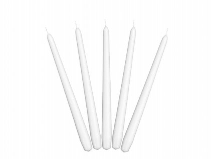 Kónická sviečka biela - matná 24 cm