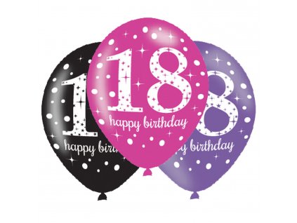 32928 latexove balony narodeninove cislo 18 ruzova party 6 ks